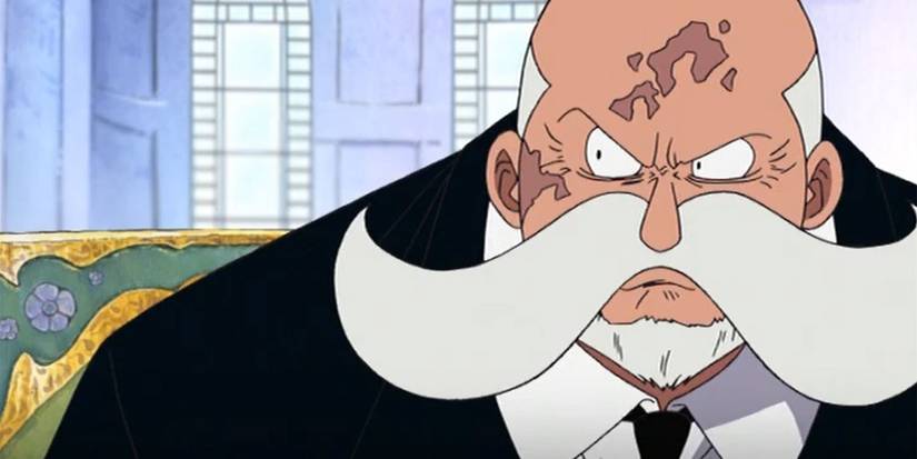 Saint Topman Warcury regarde de côté dans One Piece