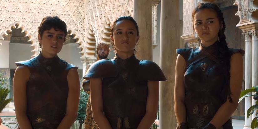 Three of the Sand Snakes of Dorne from Game of Thrones in a row.