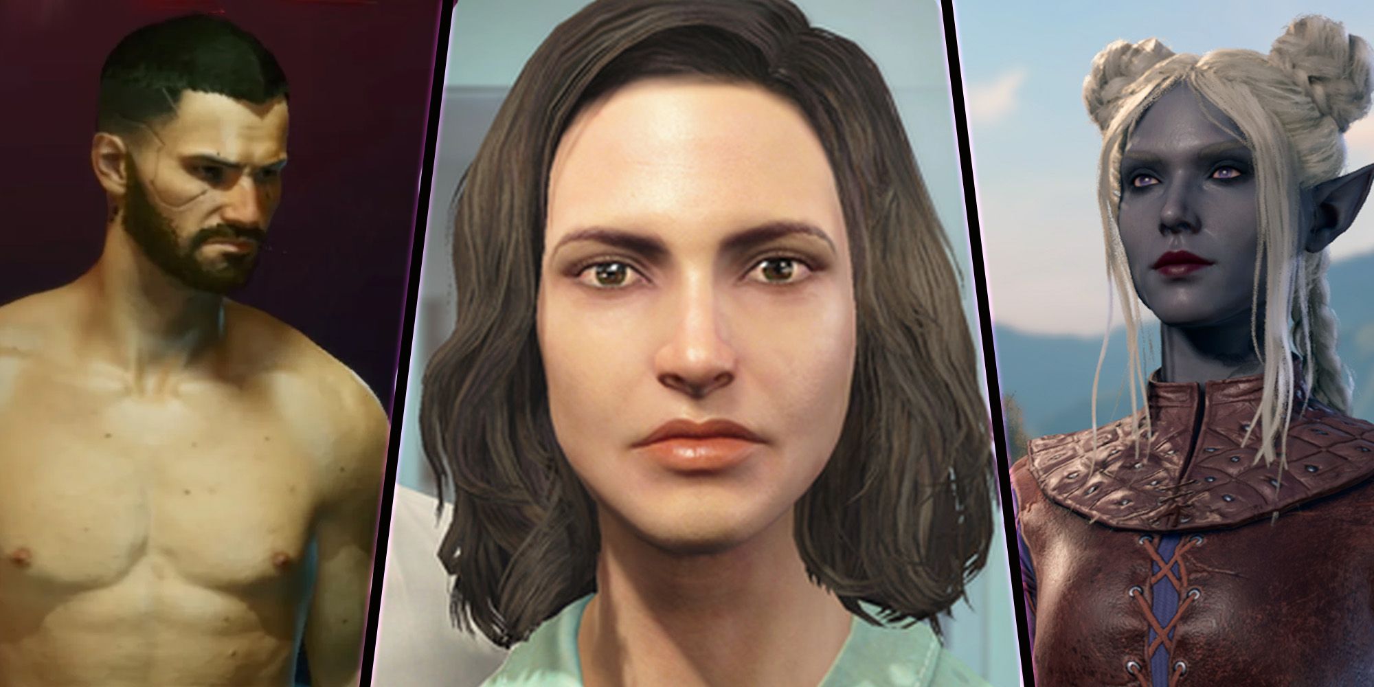 Three-way split for character creation on Cyberpunk 77, Fallout 4 and Baldur's Gate 3