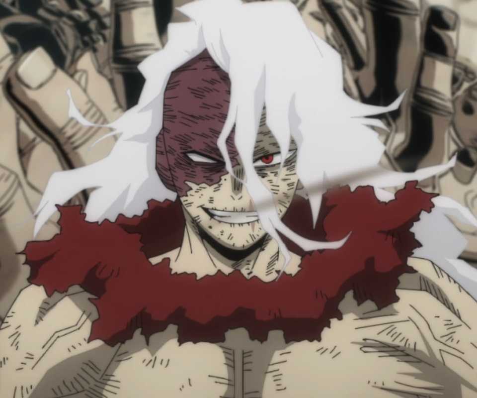 Tomura Shigaraki grins while fighting with all his hands - My Hero Academia