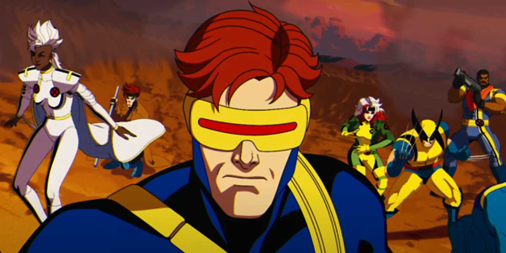 X-Men 97 trailer header with Cyclops leading the team