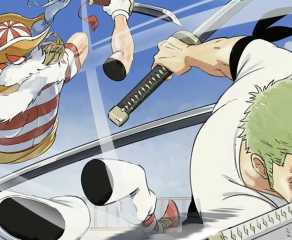 Concept art of Zoro and Buggy for Netflix's The One Piece