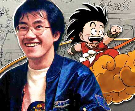 Akira Toriyama and Kid Goku riding the Flying Nimbus, the lost manga manuscript