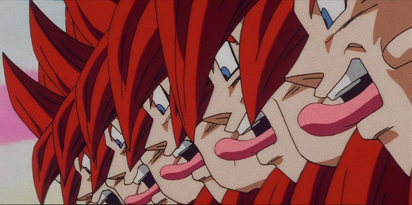 Super Saiyan 4 Gogeta cria clones, que zombam de Omega Shenron, em Dragon Ball GT.