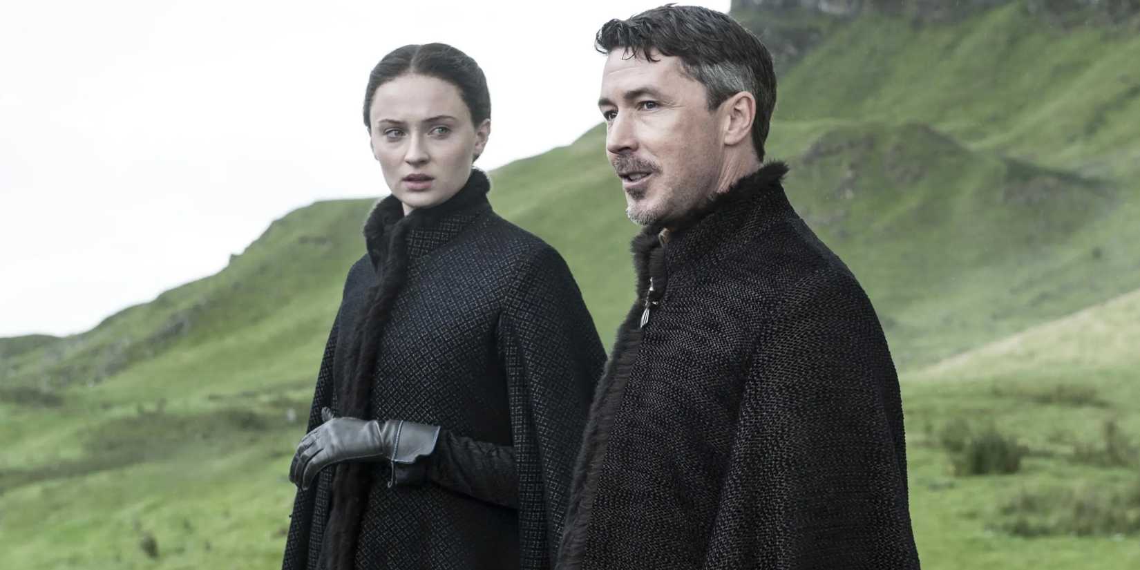 Sansa Stark talks to Littlefinger on Game of Thrones.