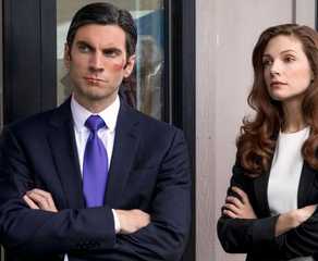 Jamie Dutton and his girlfriend Christina in standing in front of an election office in Yellowstone