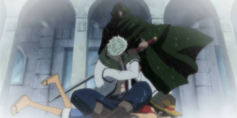 Monkey D. Dragon rescues Luffy from Captain Smoker In Loguetown in One Piece.