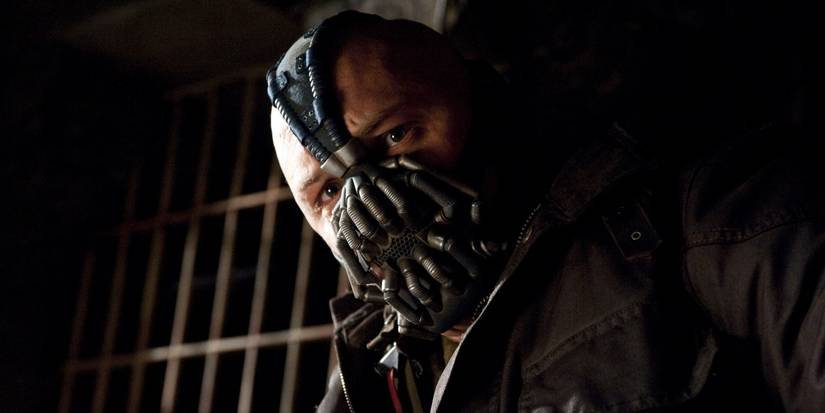 Bane (actor Tom Hardy) lurks in the Gotham sewer in The Dark Knight Rises