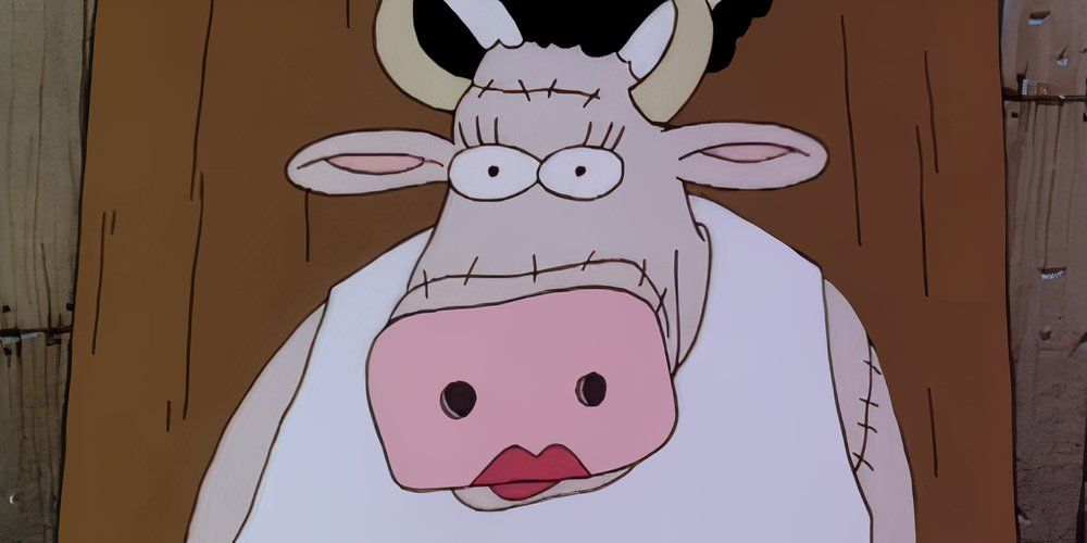 A Frankenstein cow looks ahead in Tales from the Far Side