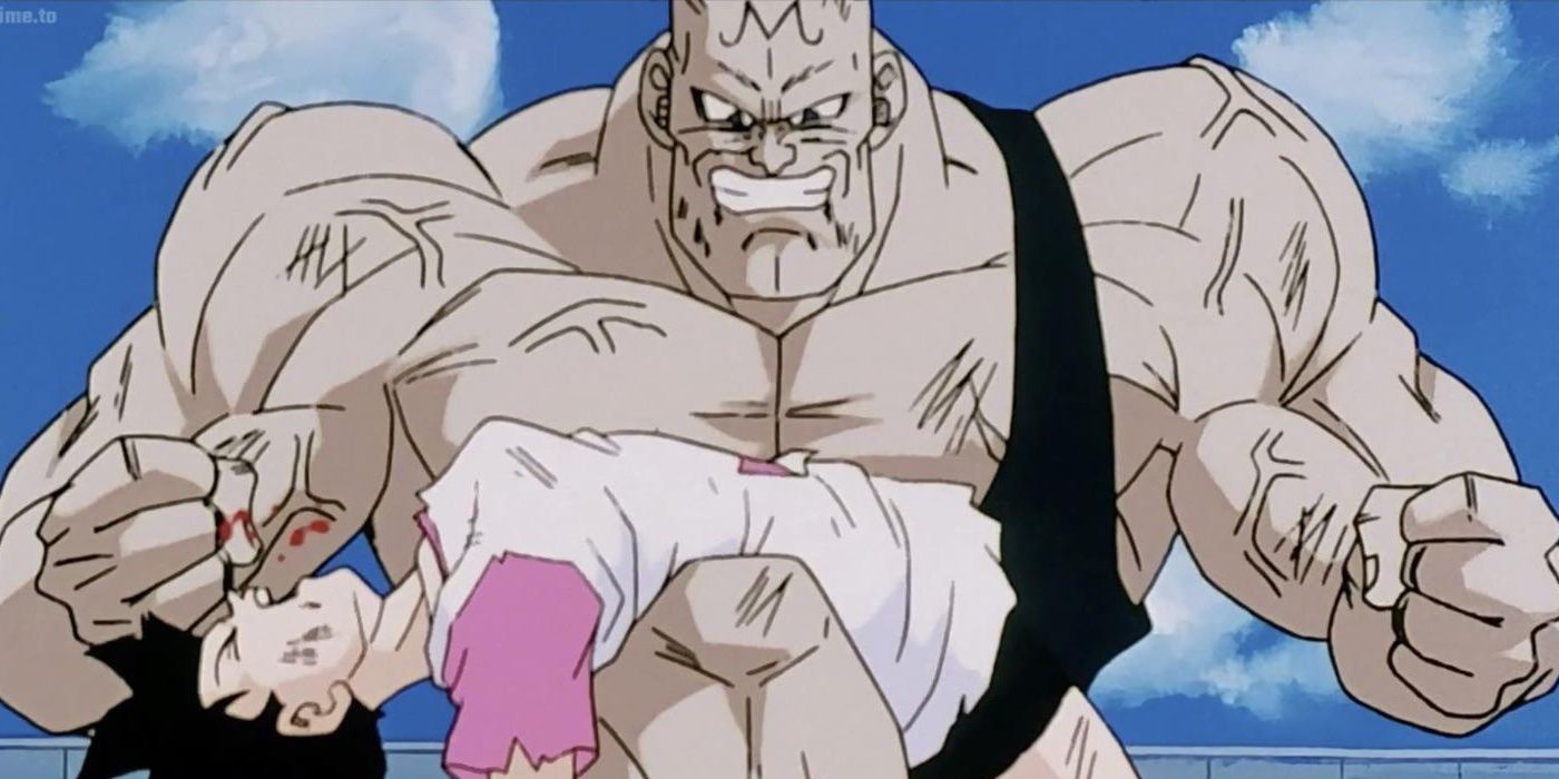 Spopovich beats up Videl during the 25th World Tournament in Dragon Ball Z.