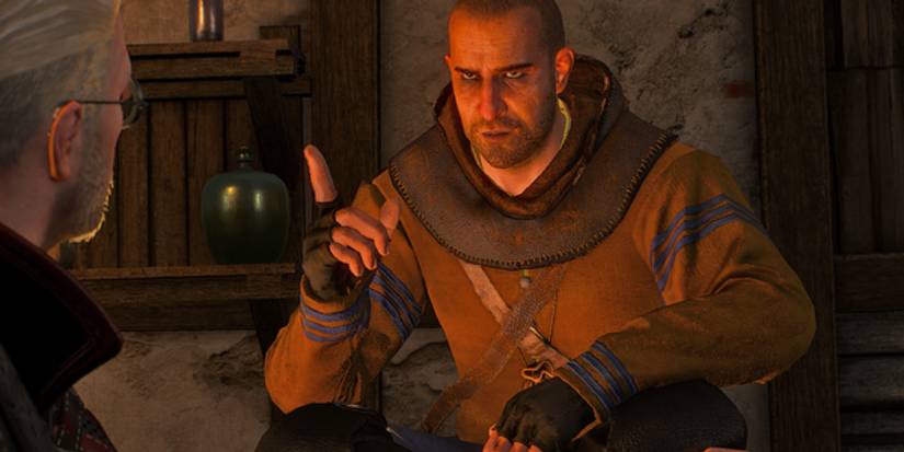 Witcher 3 Gaunter Talking with Geralt in a cottage