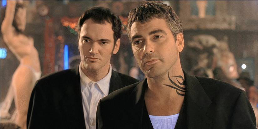 George Clooney and Quentin Tarantino as the Gecko brothers showing up to a strange bar to order some drinks in From Dusk Till Dawn.