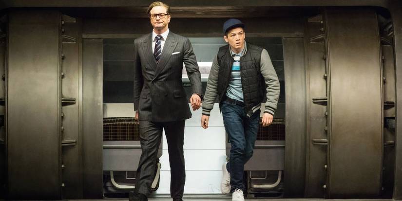 Gary "Eggy" Unwin (Colin Firth) is introduced to the underground lair of the Kingman by his mentor Harry Hart (Colin Firth) in Kingsman: The Secret Service.
