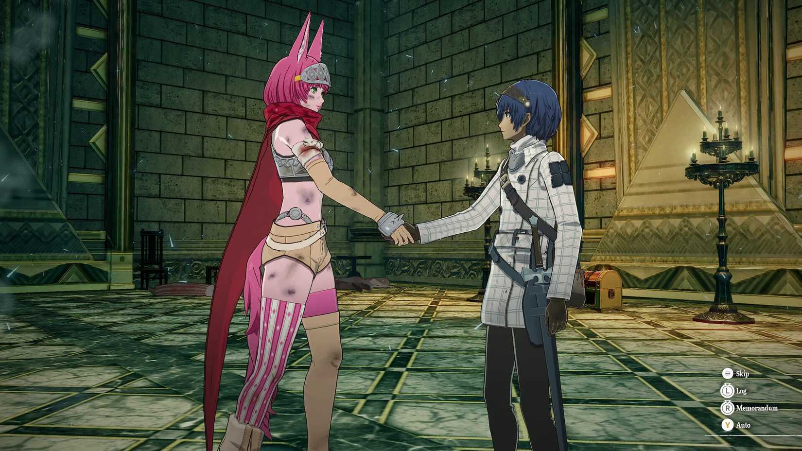 The unnamed protagonist of Metaphor: ReFantazio forming a relationship with Catherina.