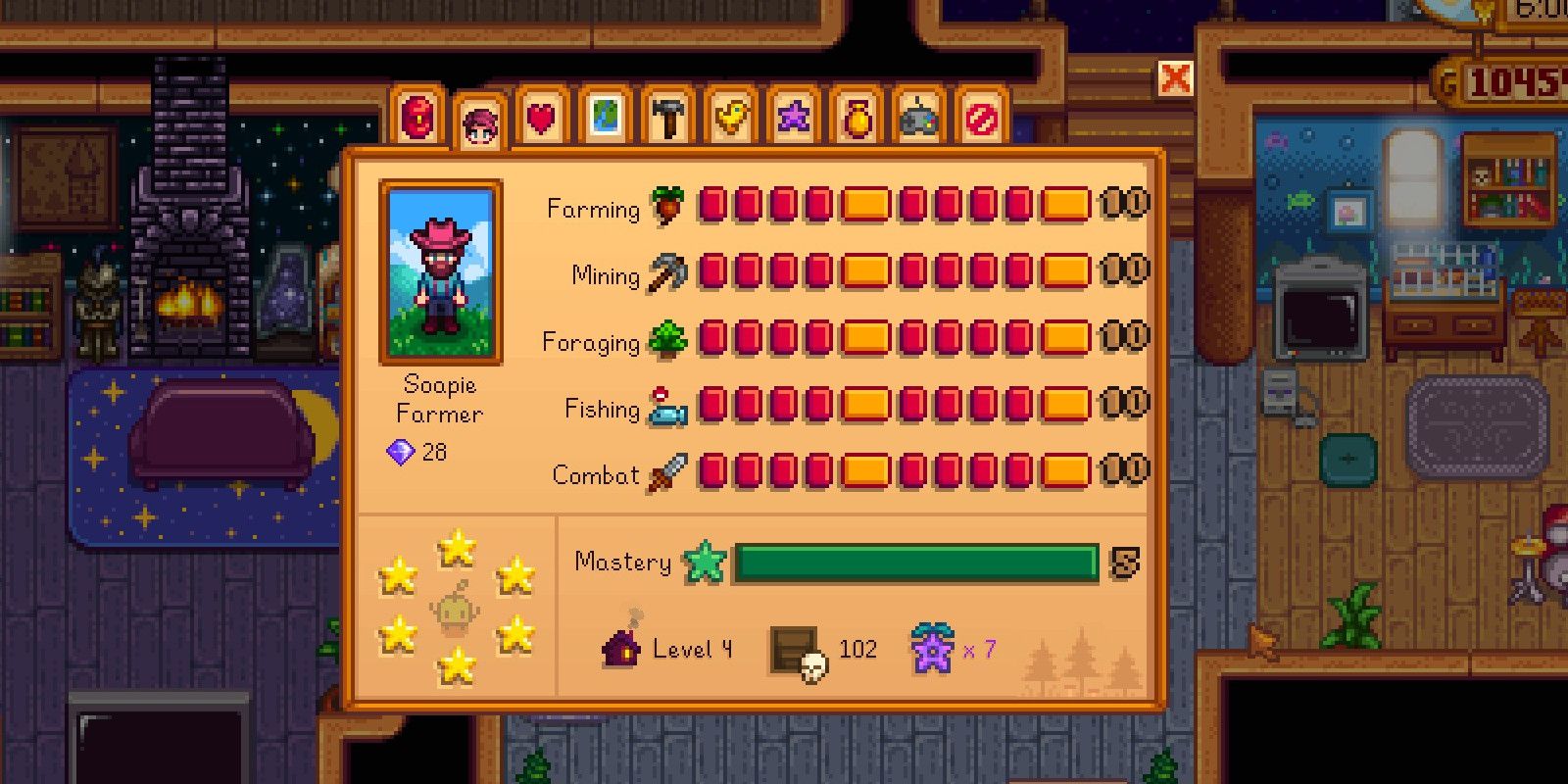 Menu de Habilidades do Stardew Valley