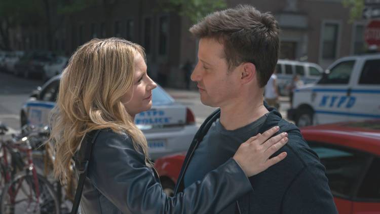 Eddie Janko stands looking fondly at Jamie Reagan with her hand on his shoulder in Blue Bloods