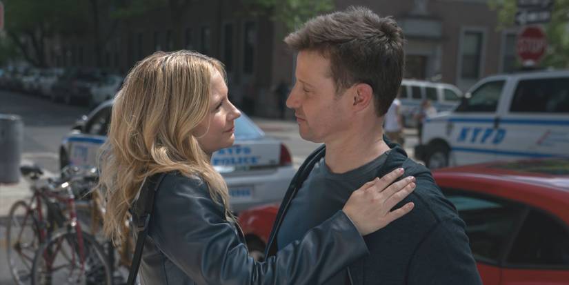 Eddie Janko stands looking fondly at Jamie Reagan with her hand on his shoulder in Blue Bloods