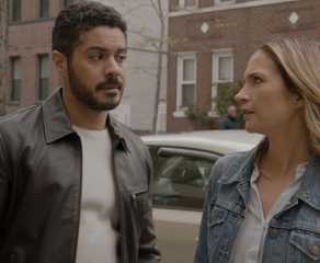 Officer Luis (Ian Quinlan) and Officer Eddie (Vanessa Ray) investigate while in civilian attire