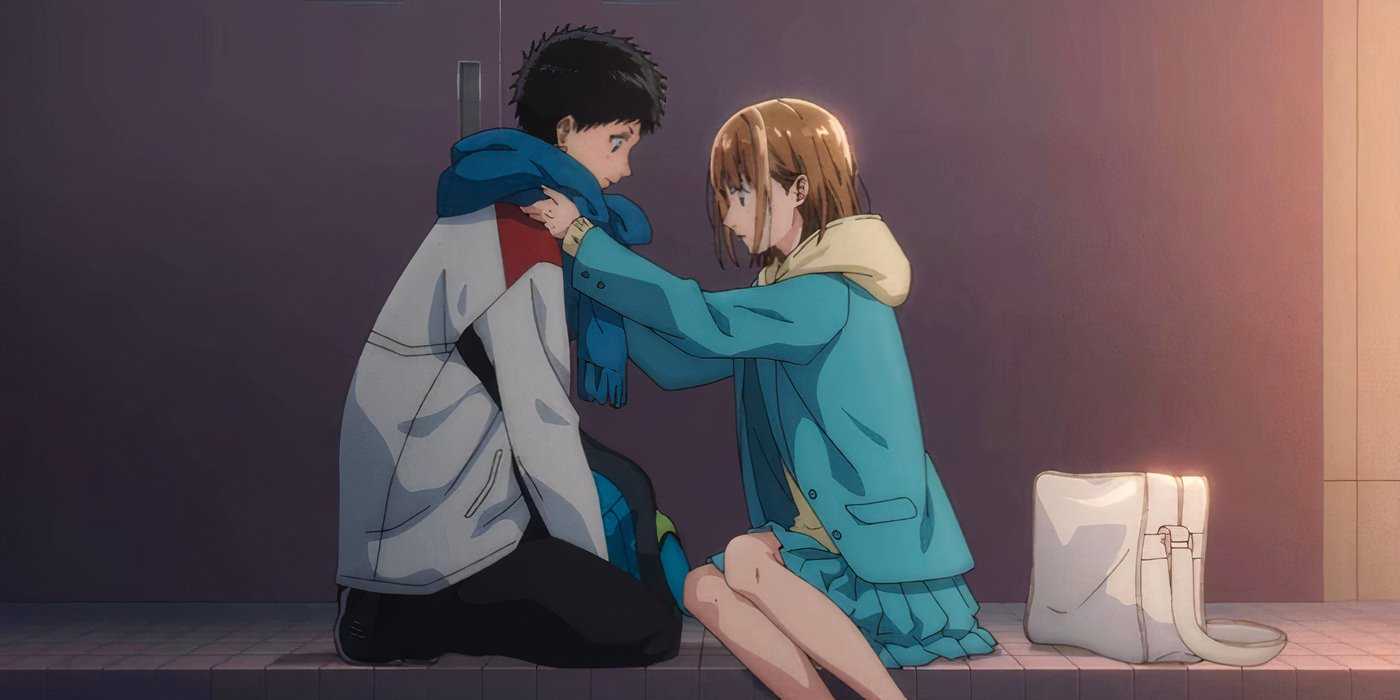 Chinatsu tặng Taiki một chiếc khăn quàng cổ trong Blue Box.