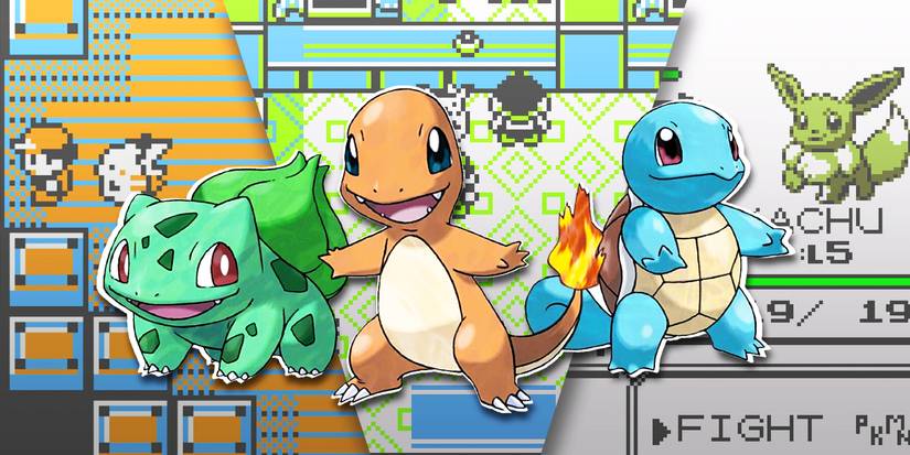 Charmander, Squirtle, and Bulbasaur Pokemon Yellow