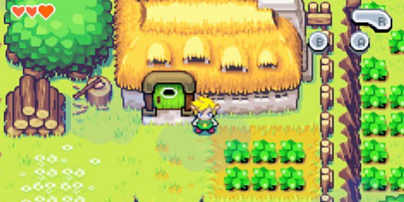 Link stands outside his house in The Legend of Zelda: The Minish Cap