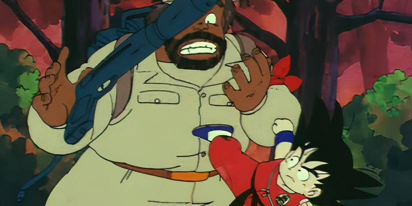 Goku donne un coup de pied à un soldat de l'Armée du Ruban Rouge dans Dragon Ball Episode 33.