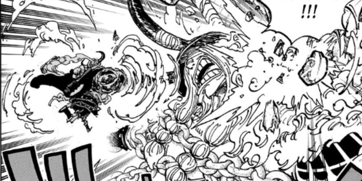 Monkey D. Luffy attacks Loki in One Piece