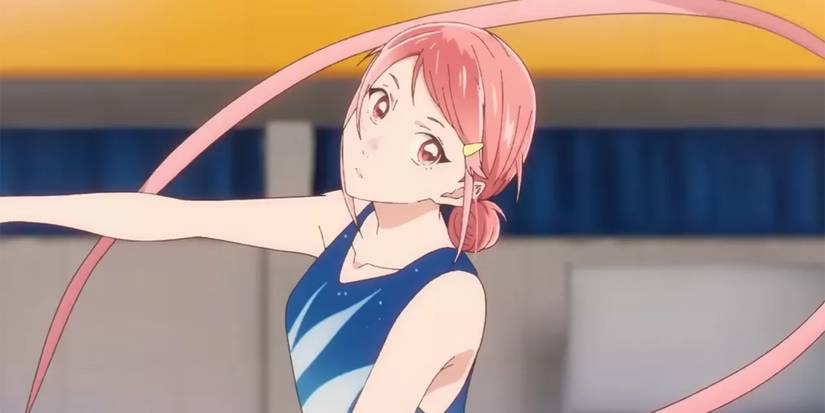 Hina Chono practicing rhythmic gymnastics in Blue Box 