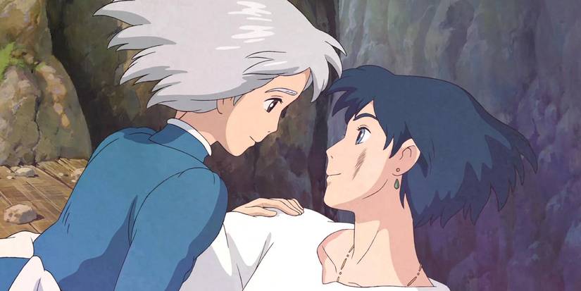 Howl and Sophie gaze at each other lovingly in Howl's Moving Castle.