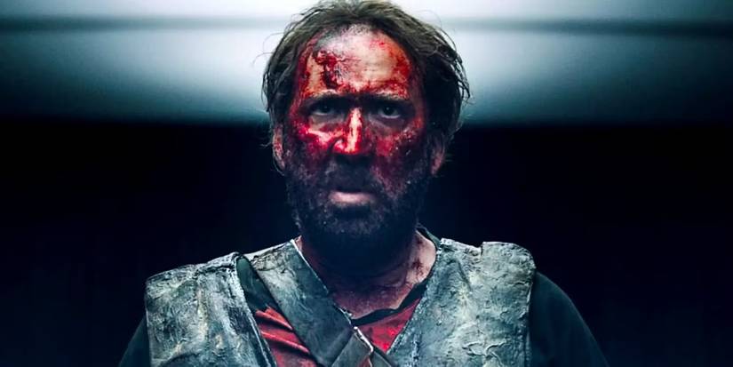 Nicolas Cage is covered in blood in Mandy.