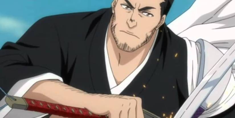 Isshin Kurosaki brandit son zanpakuto dans l'anime Bleach.