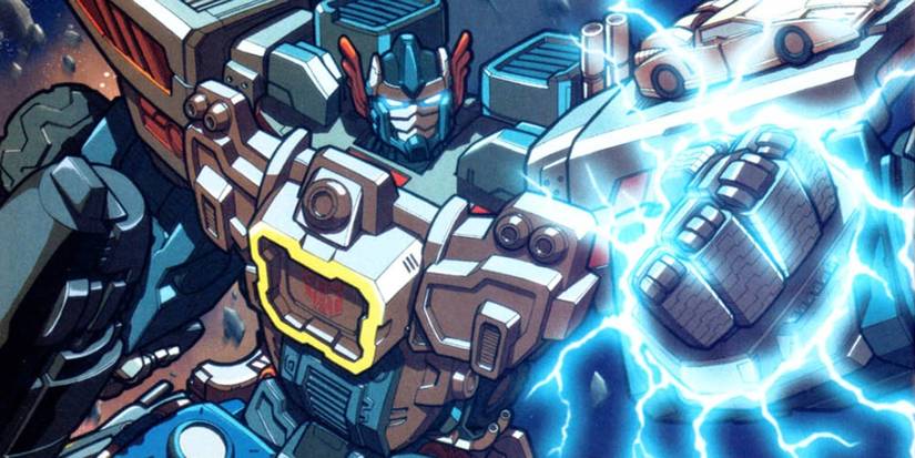 Jet Optimus showing off his fist charged with energy.