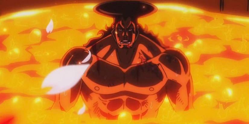 Kozuki Oden bout dans une casserole d'huile tout en regardant comme un héros dans l'arc Wano Country de One Piece.