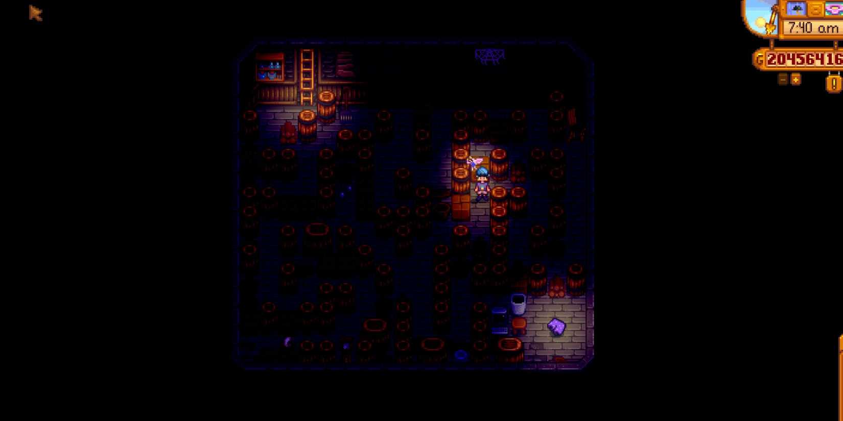 Mayor Lewis' basement with his Lucky Shorts in Stardew Valley.