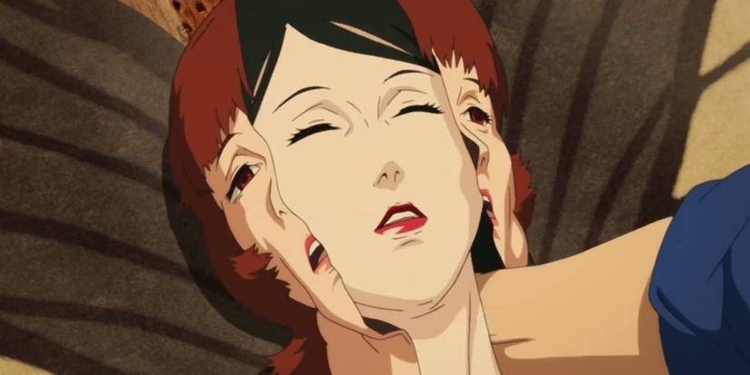 Một cảnh quay cận cảnh từ Paprika cho thấy khuôn mặt của Tiến sĩ Chiba Astuko bên dưới khuôn mặt của Paprika