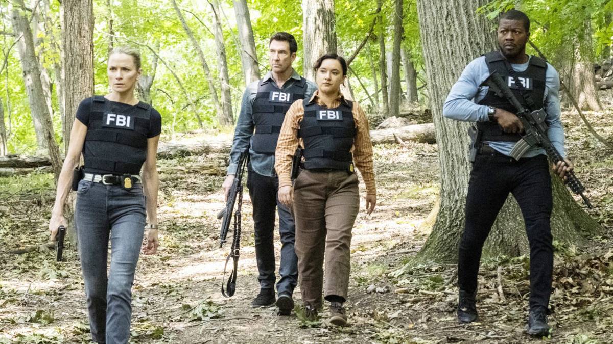 Nina Chase (Shantel VanSanten), Remy Scott (Dylan McDermott), Hana Gibson (Keisha Castle-Hughes), and Ray Cannon (Edwin Hodge) investigate on FBI: Most Wanted Season 6 Episode 1