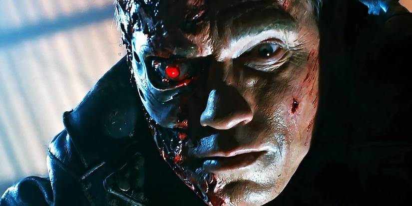 The Terminator sent to protect John takes heavy damage from the T-1000 in Terminator 2: Judgment Day.