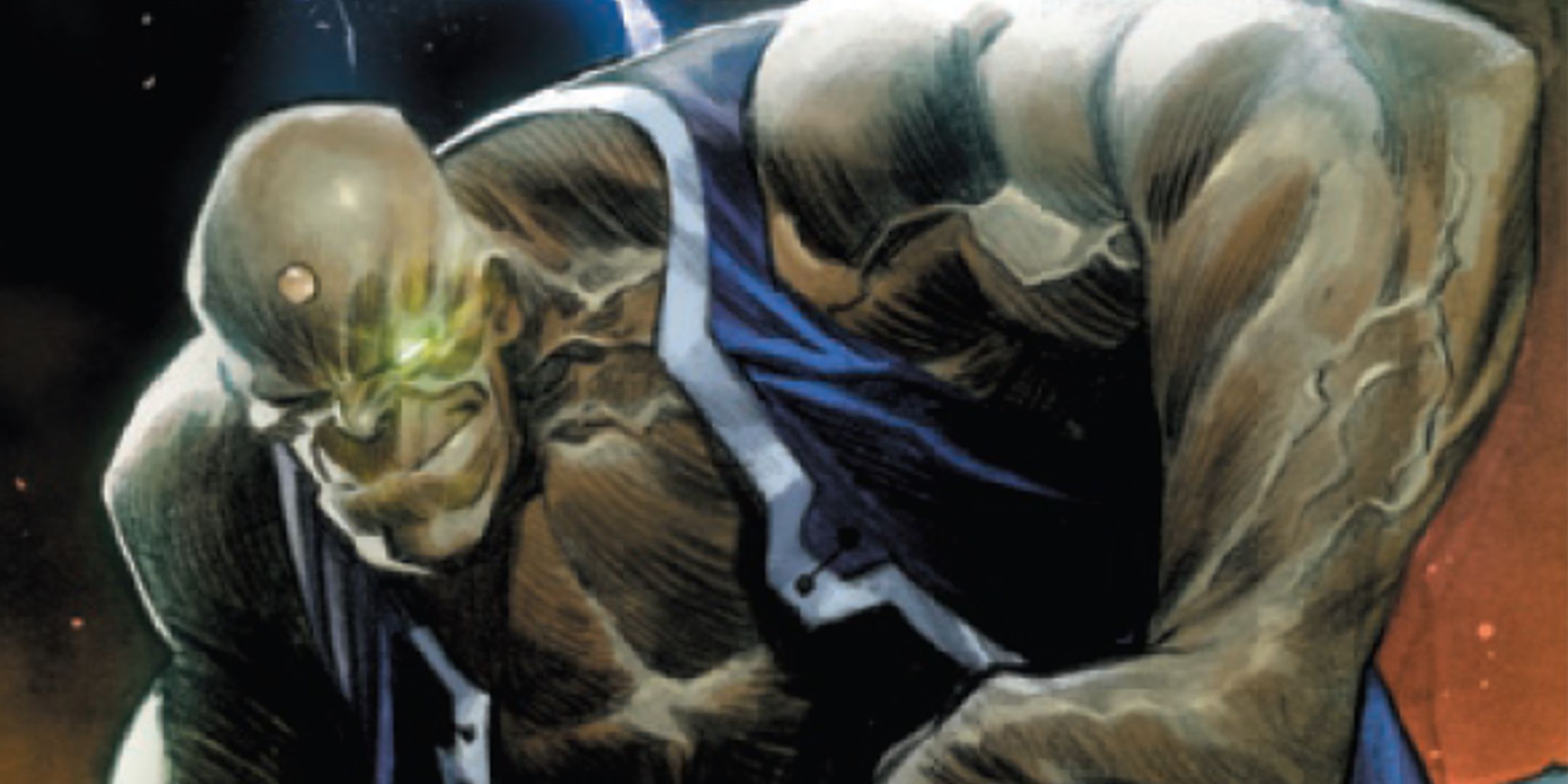 The Ultimate Universe Incredible Hulk with glowing green eyes on the cover for The Ultimates #6.