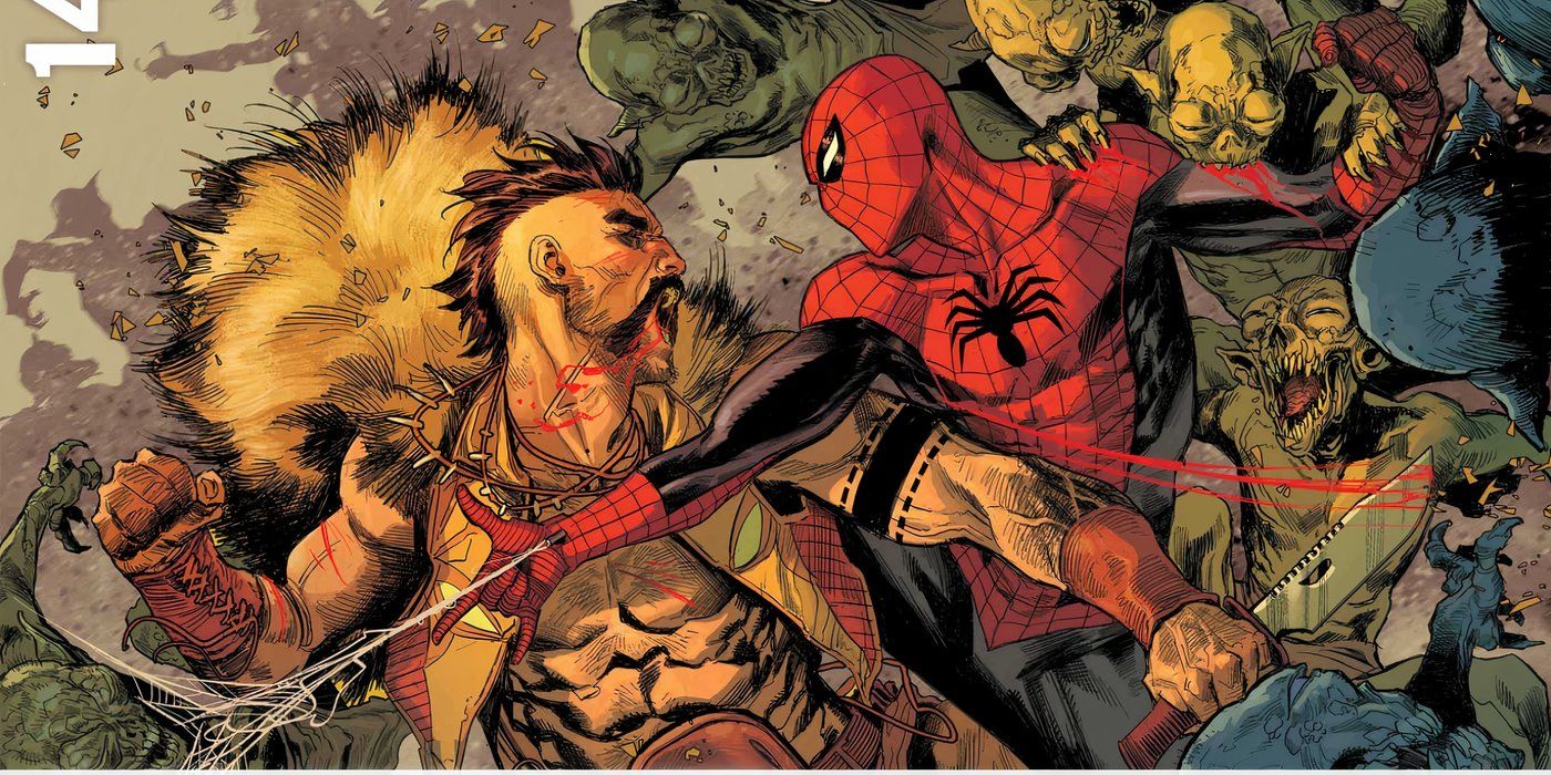 Spider-Man scratching Kraven the Hunter in a Marvel Ultimate Universe tease.
