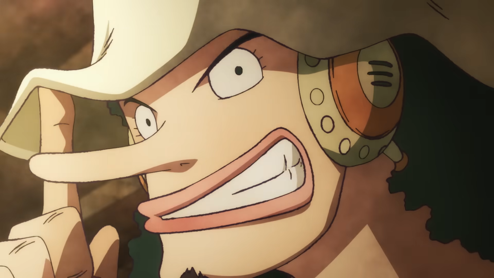 Usopp smiles confidently in One Piece Log Fish-Man Island Saga