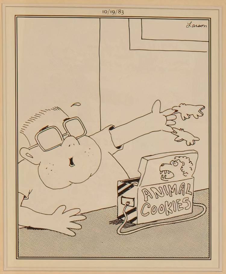 A child eats animal-shaped cookies but they bite his fingers.