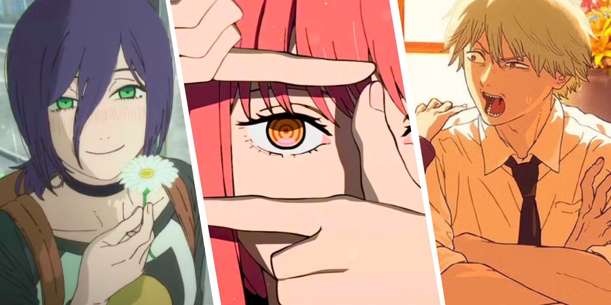 Denji, Reze, and Makima from the Chainsaw Man anime