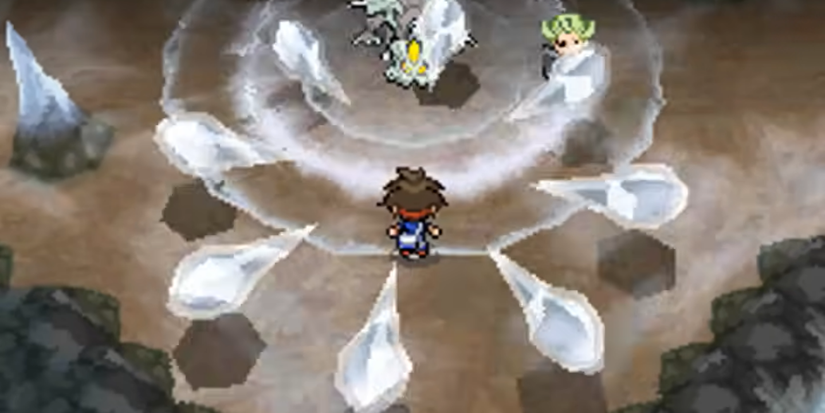 Ghetsis's Kyurem uses Glaciate on Nate in Pokemon Black 2 & White 2.