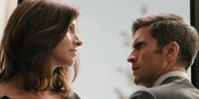 Sarah (Dawn Olivieri) and Jamie (Wes Bentley) scheme on Yellowstone Season 5, Part 2