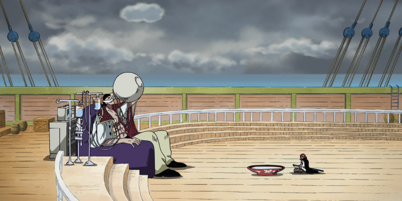 Shanks et Barbe Blanche boivent ensemble dans One Piece.