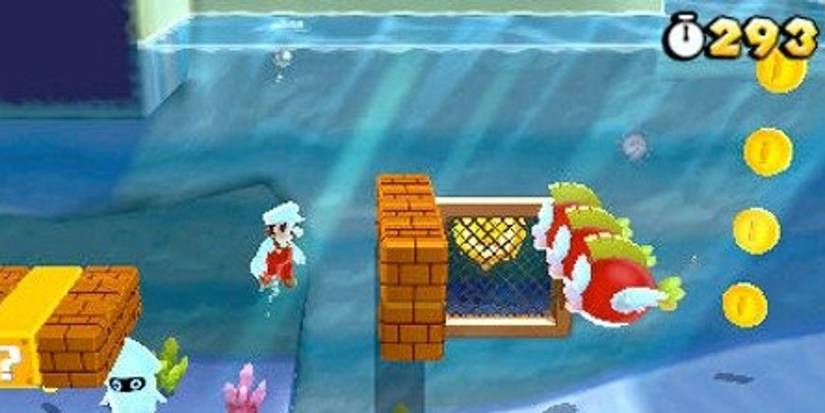 Super Mario 3D Land Fire Mario Swimming