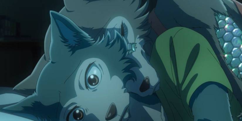 Leano holding Legoshi in bed in Beastars.