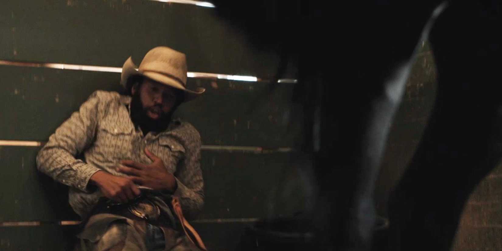 Colby after getting kicked in the ribs by a horse on Yellowstone