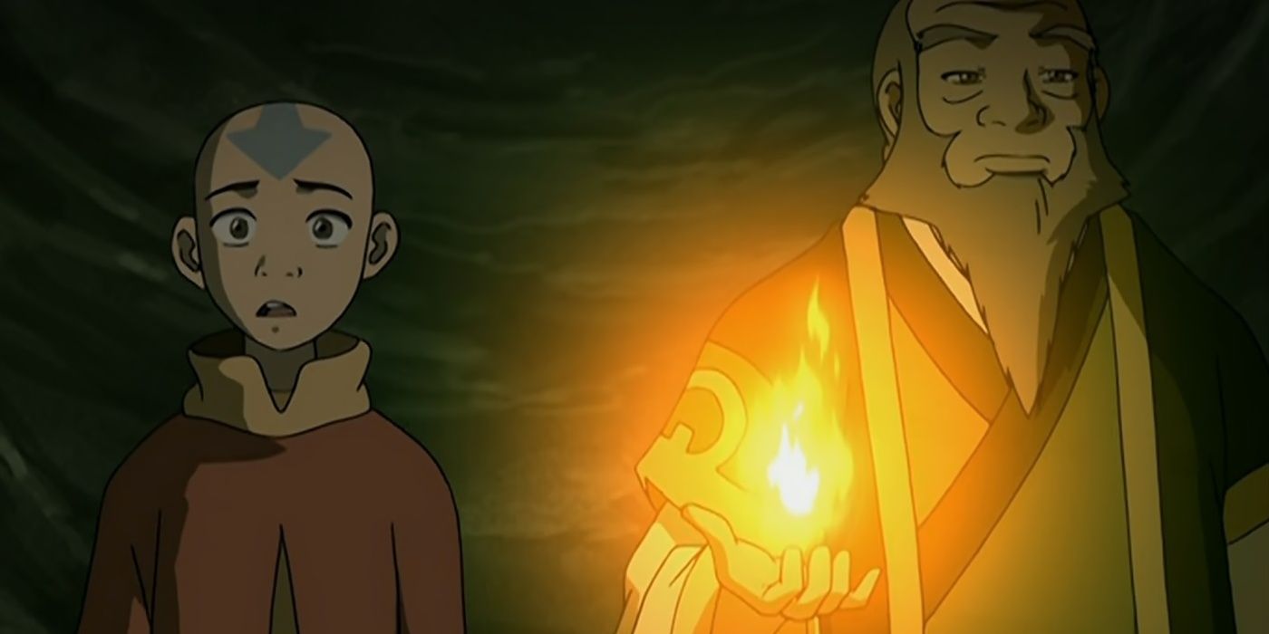 aang and iroh are in a tunnel