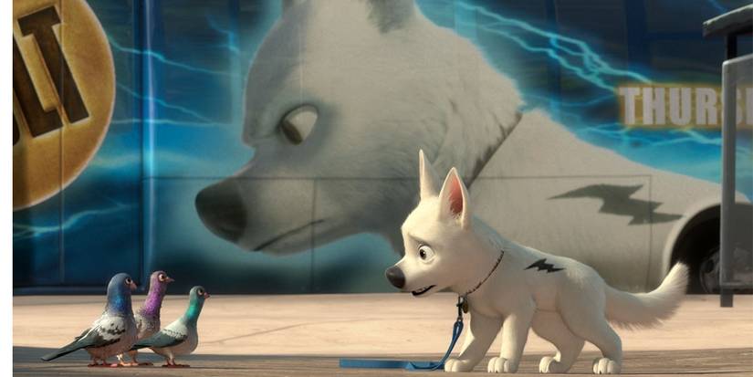 Bolt talking to some pigeons in Disney's Bolt
